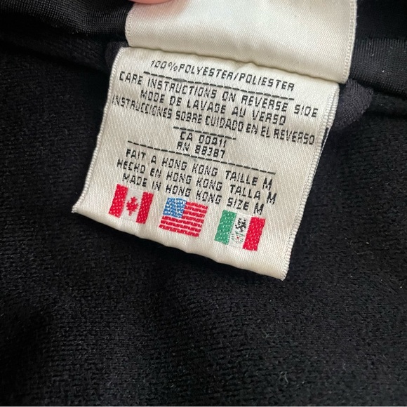 90s Vintage Adidas Track Jacket Cuff Zippers Black 3 White Stripes Womens Medium - Picture 11 of 12